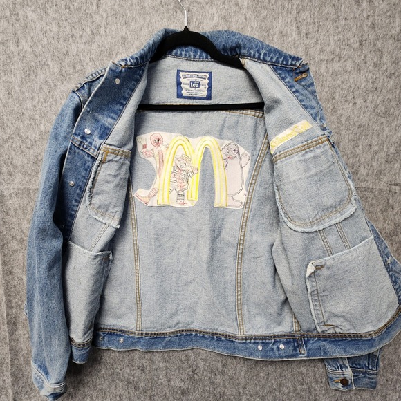 Vintage Lee Denim McDonalds Jean Jacket Mens Medium Blue Embroidered Cotton RARE - Picture 4 of 14